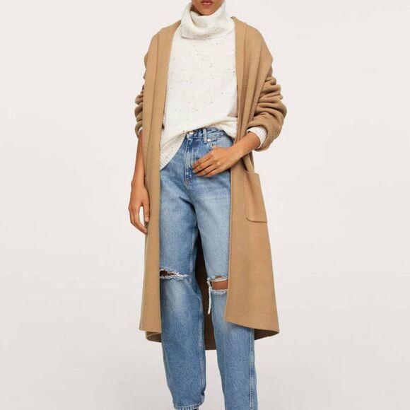 Mango Oversized Knit Coat With Pockets New - Picture 11 of 12